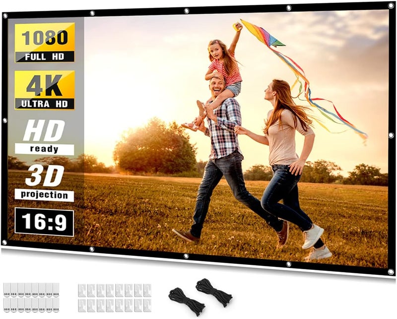 Taotique Projector Screen 100 inch, 4K Movie Projector Screen 16:9 HD Foldable and Portable Anti-Crease Indoor Outdoor Projection Double Sided Video Projector Screen for Home, Party, Office, Classroom - Image 1